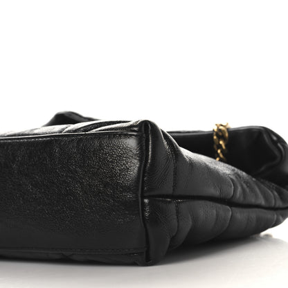 Saint Laurent Crinkled Calfskin Quilted Toy Loulou Puffer Monogram Chain Satchel Black 10 of 11