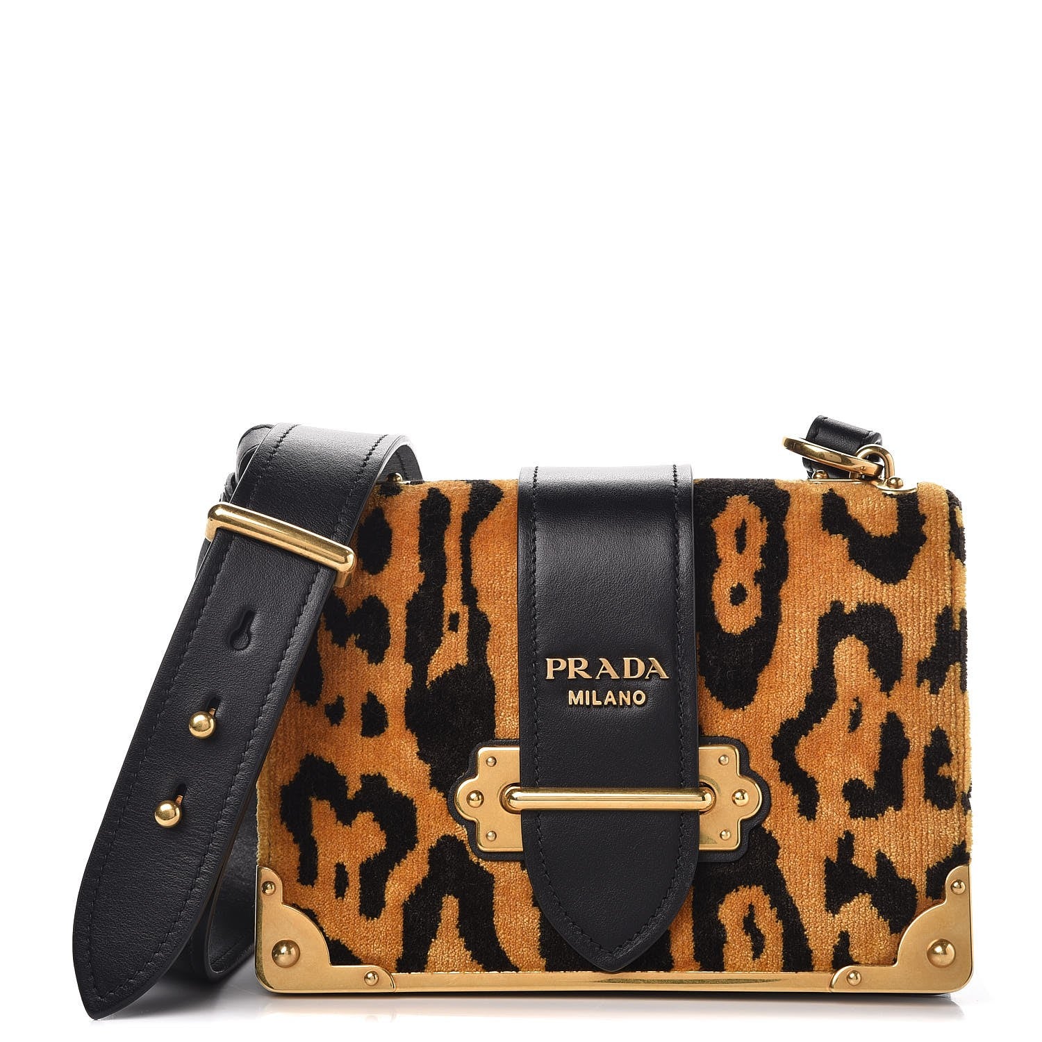 Prada Velvet City Calf Leopard Print Cahier Bag 1 of 7