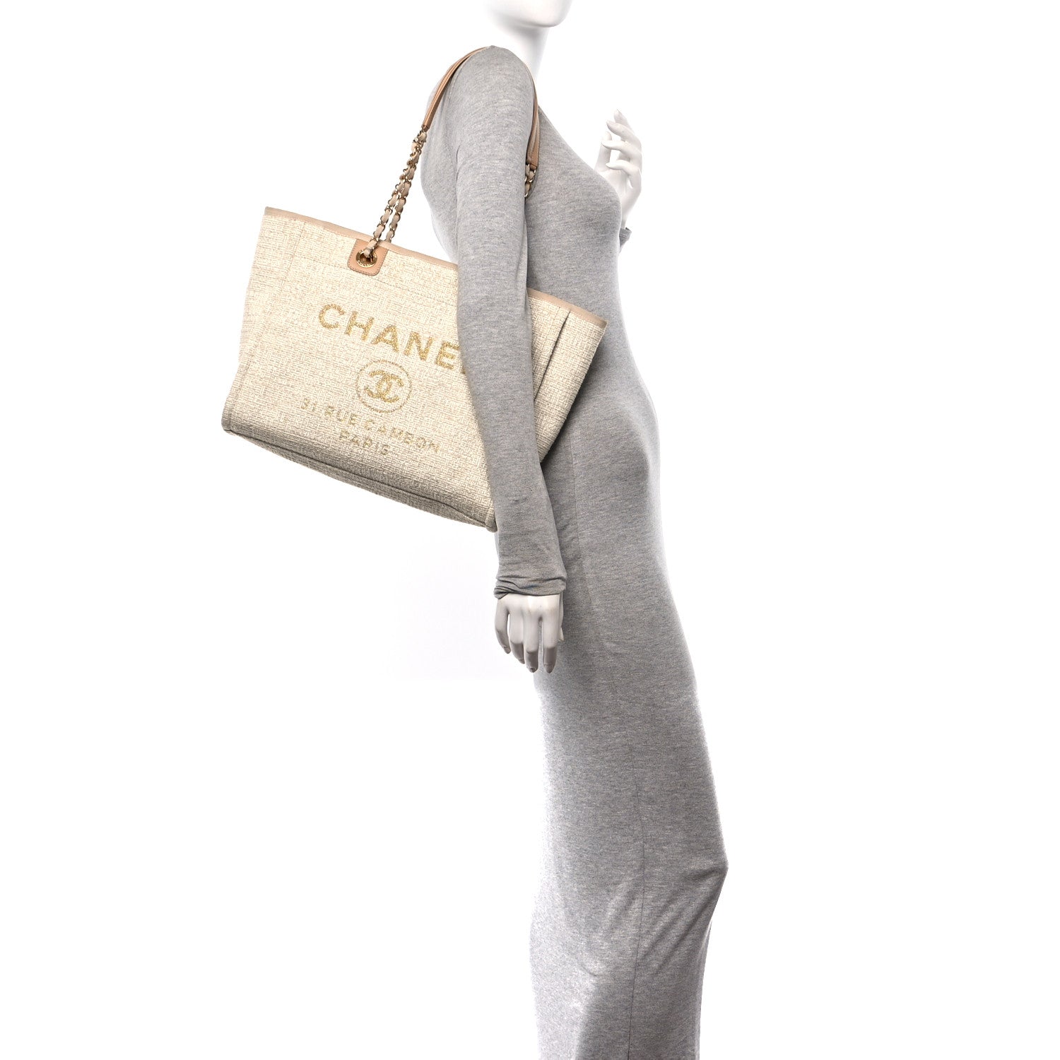 Chanel Lurex Boucle Small Deauville Tote Ivory 2 of 11