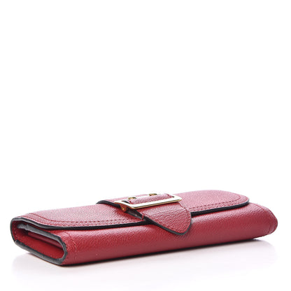 Burberry Grainy Calfskin Buckle Detail Flap Wallet Red 4 of 11
