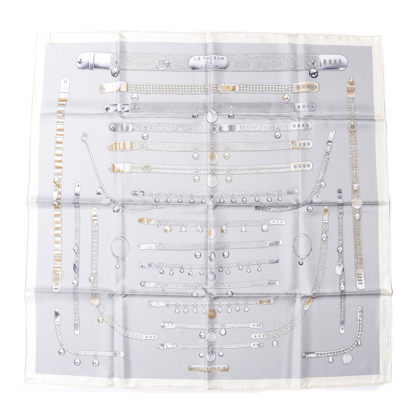 Silk Le Tresor De Medor Scarf 90 Ivory Gris Perle