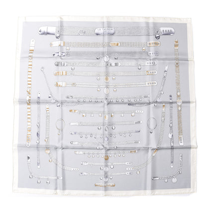 Hermes Silk Le Tresor De Medor Scarf 90 Ivory Gris Perle 1 of 4