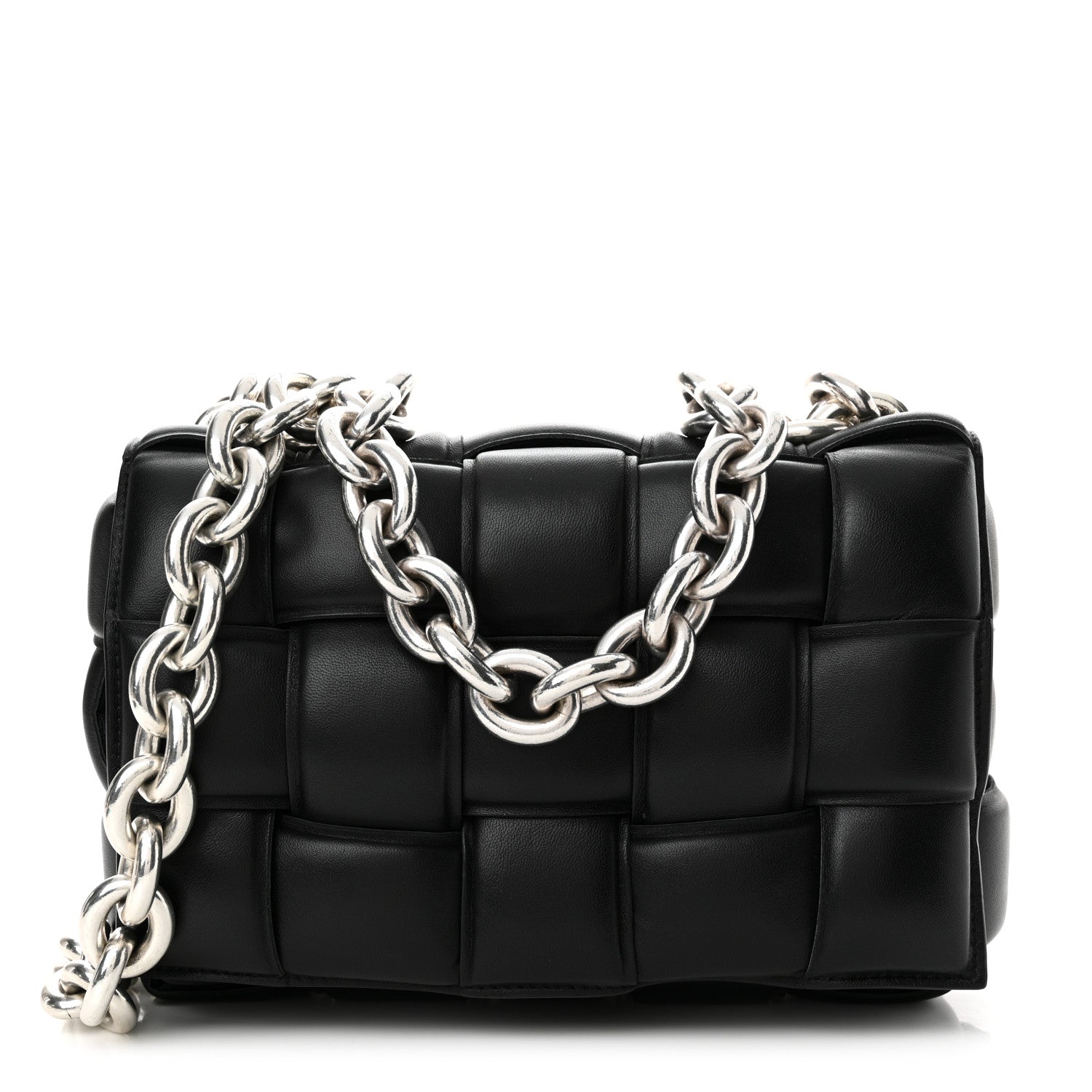 Bottega Veneta Lambskin Maxi Intreccio Padded Chain Cassette Crossbody Bag Black 1 of 10