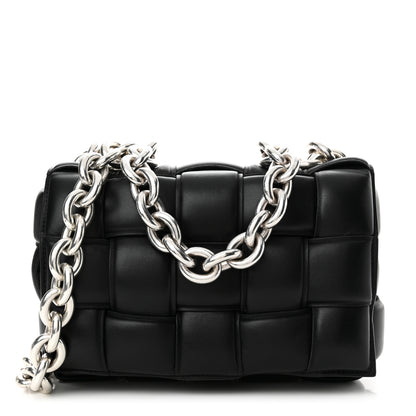 Bottega Veneta Lambskin Maxi Intreccio Padded Chain Cassette Crossbody Bag Black 1 of 10
