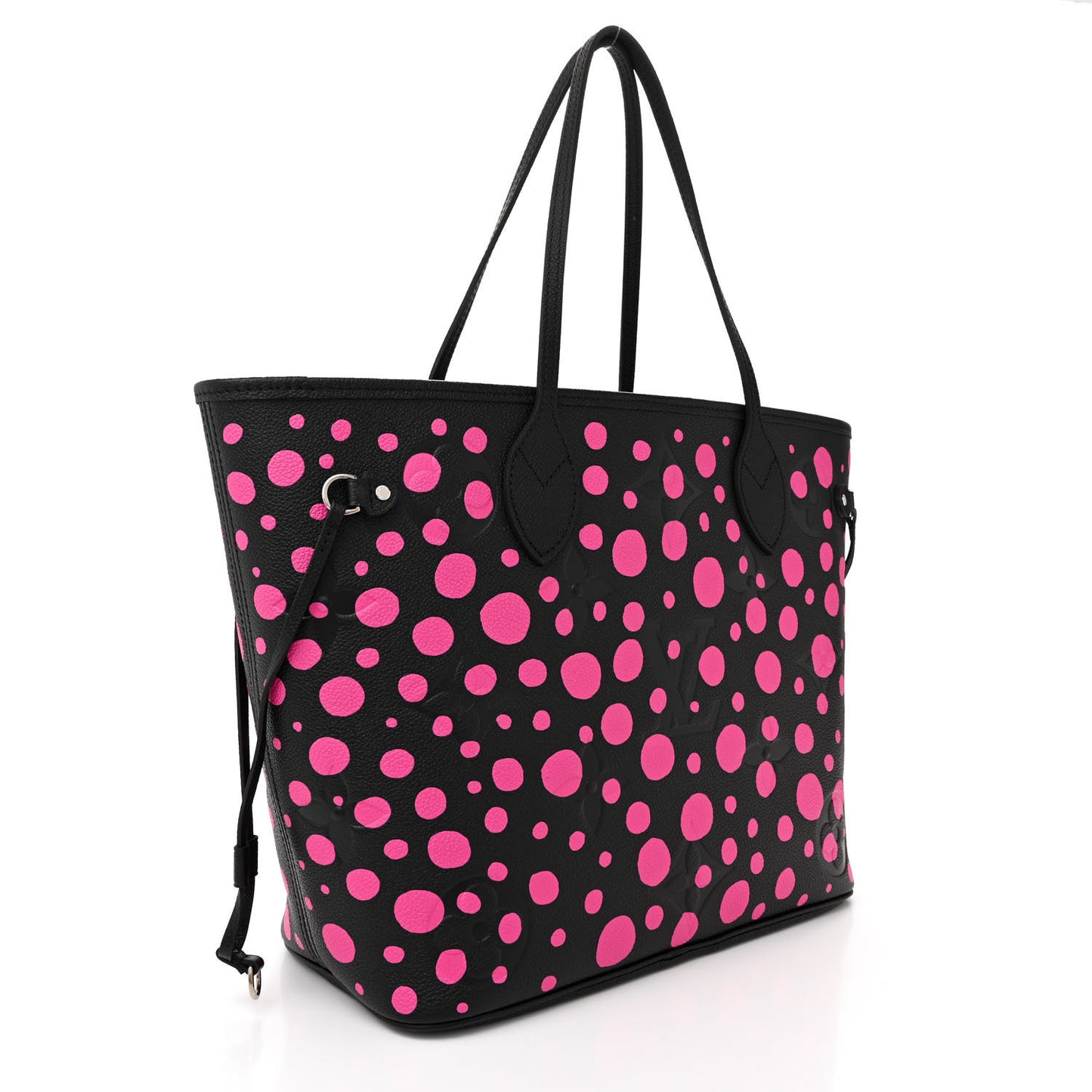 LV X YK Empreinte Infinity Dots Neverfull MM Black Fuchsia