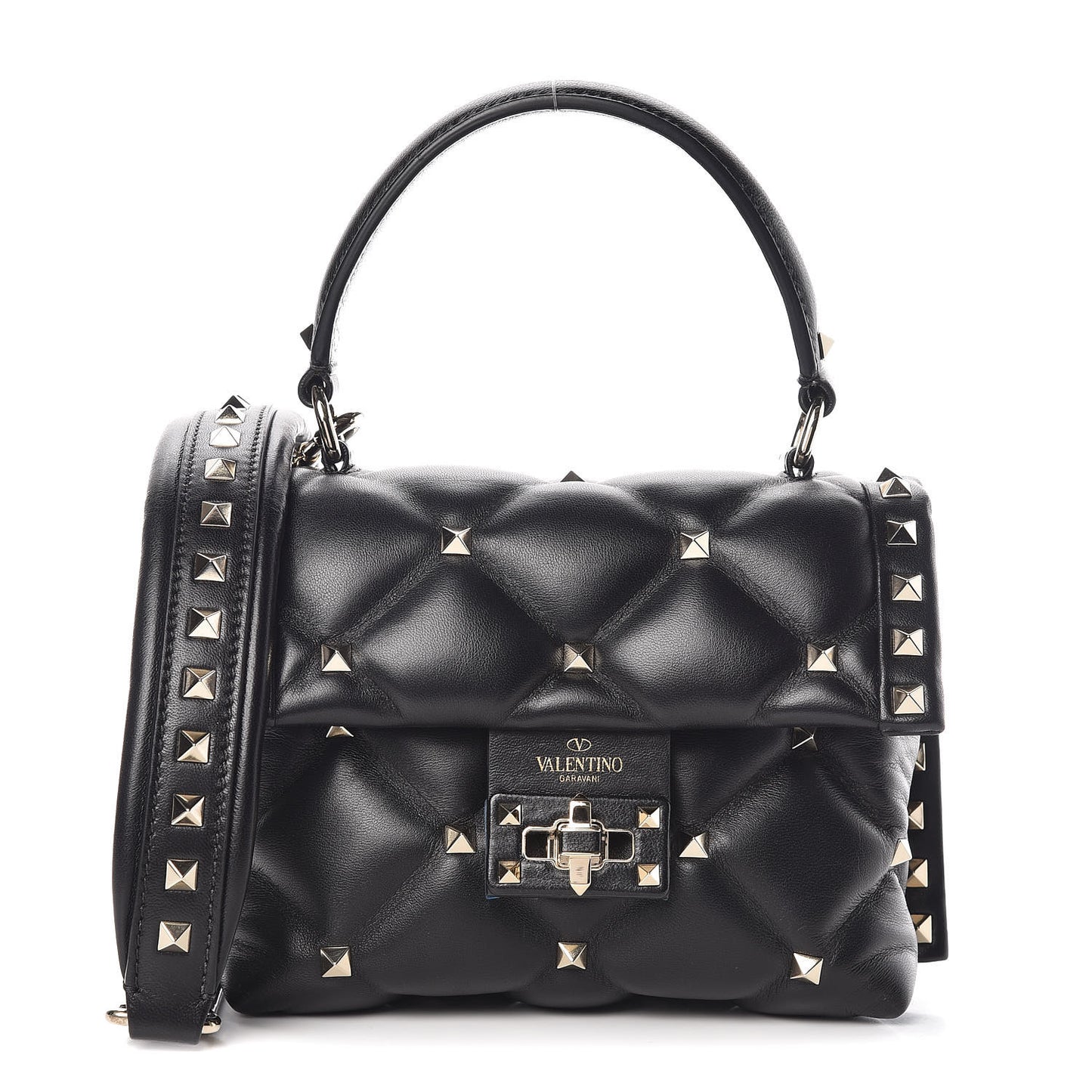 Nappa Mini Candystud Top Handle Bag Black