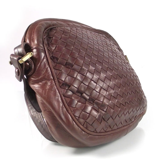 Vintage Woven Leather Shoulder Bag Ebano