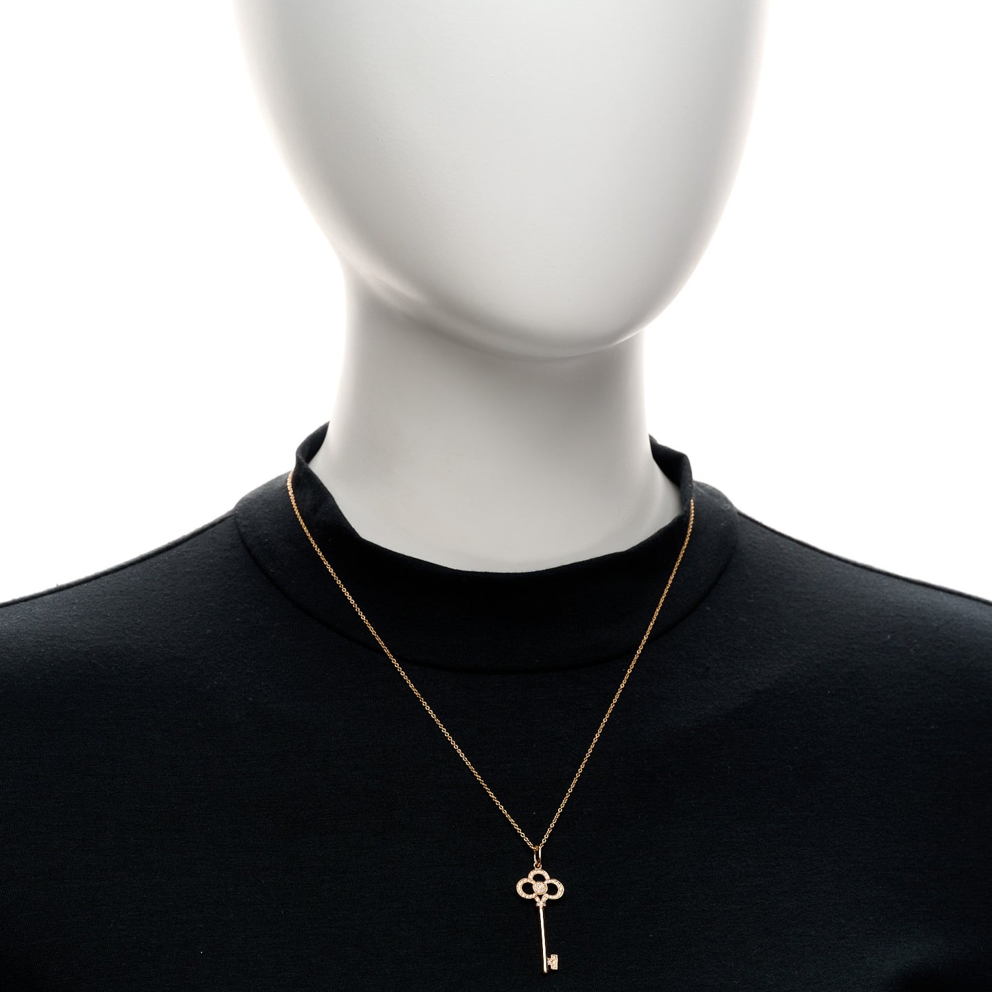 18K Rose Gold Diamond Crown Key Pendant Necklace