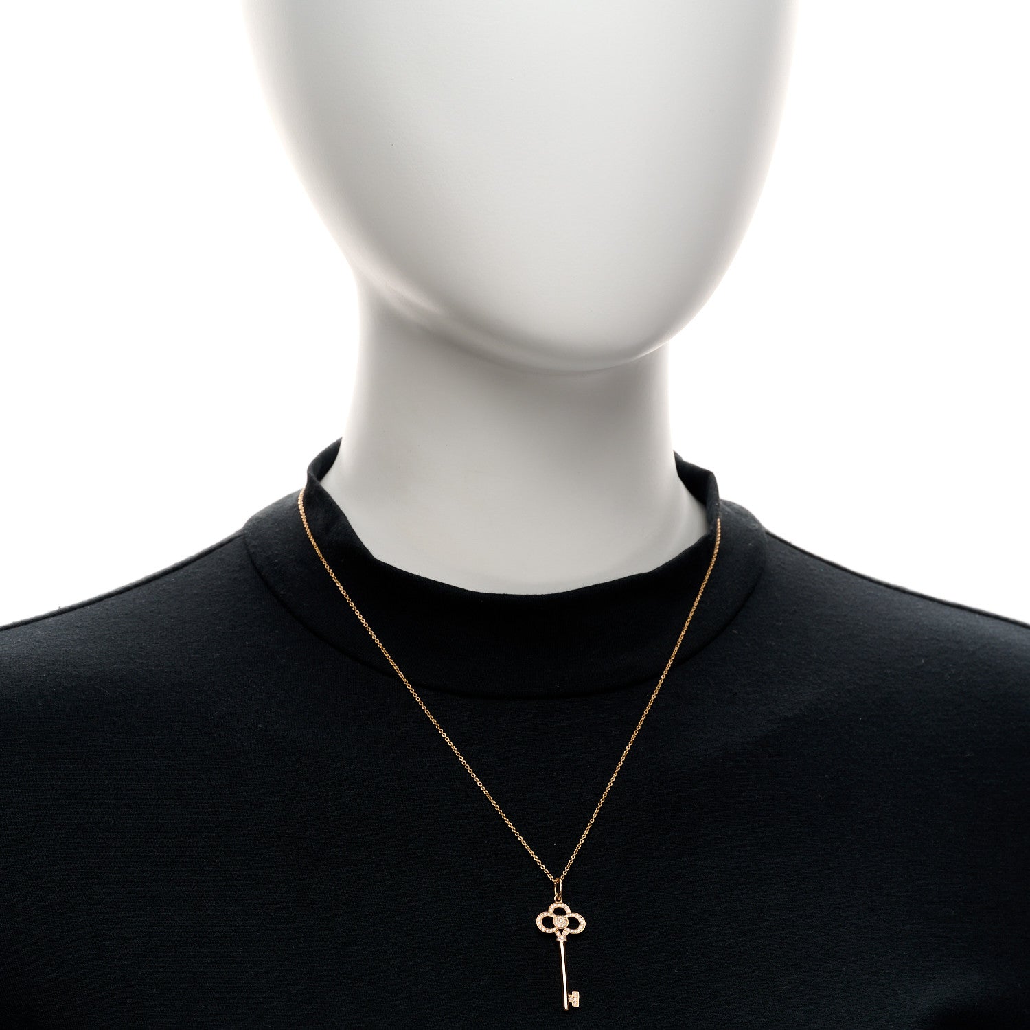 Tiffany 18K Rose Gold Diamond Crown Key Pendant Necklace 2 of 6