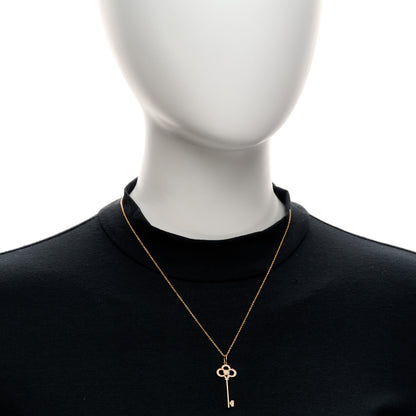 Tiffany 18K Rose Gold Diamond Crown Key Pendant Necklace 2 of 6