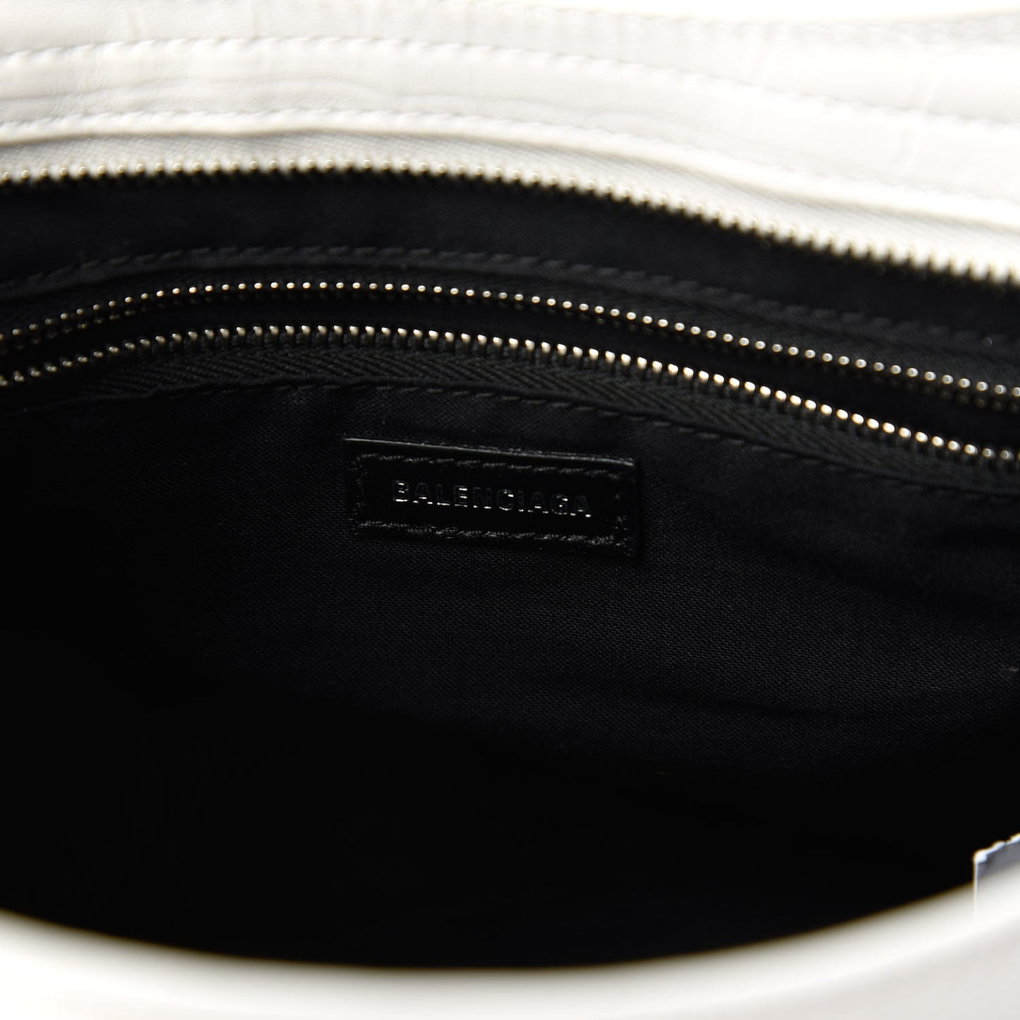 Matte Supple Lambskin Crocodile Embossed Classic Silver Hardware S City White