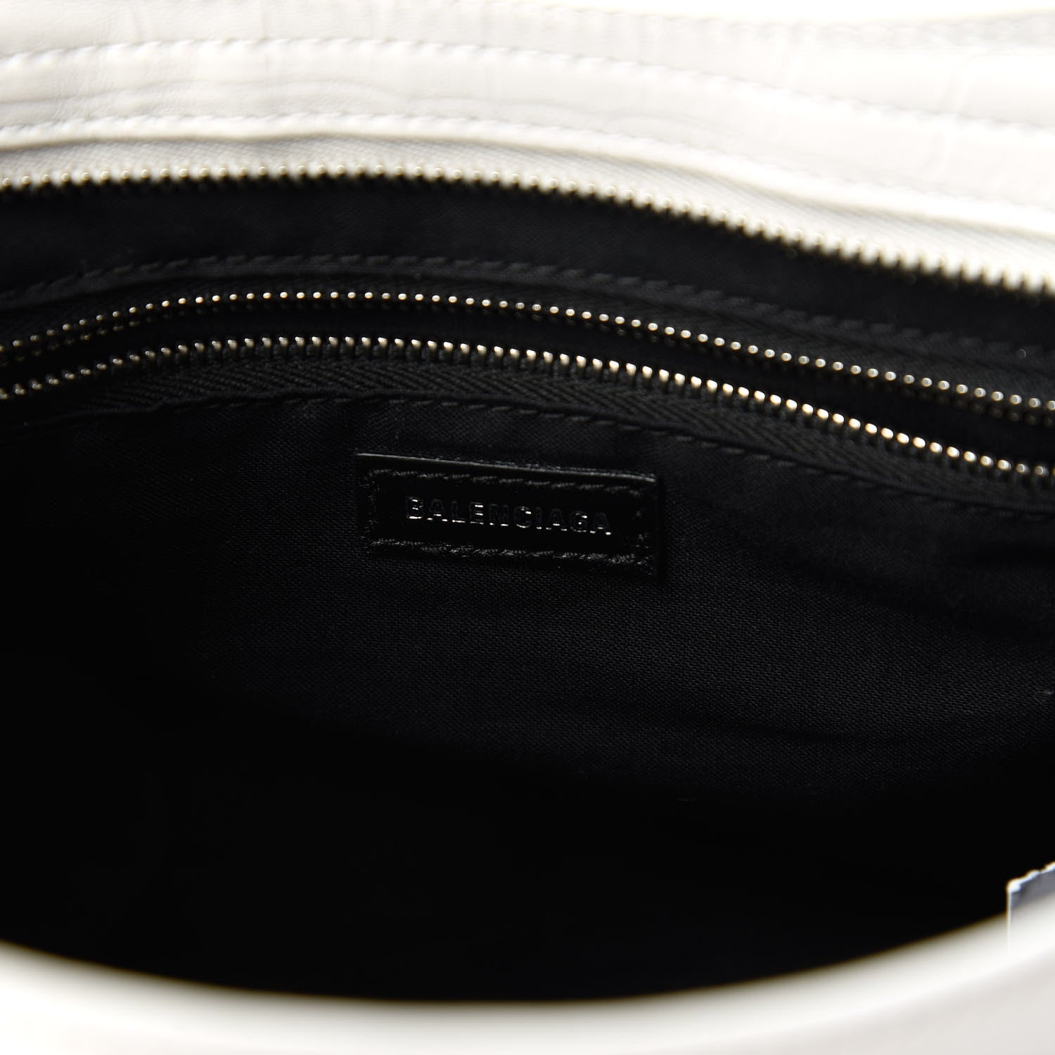 Balenciaga Matte Supple Lambskin Crocodile Embossed Classic Silver Hardware S City White 8 of 10