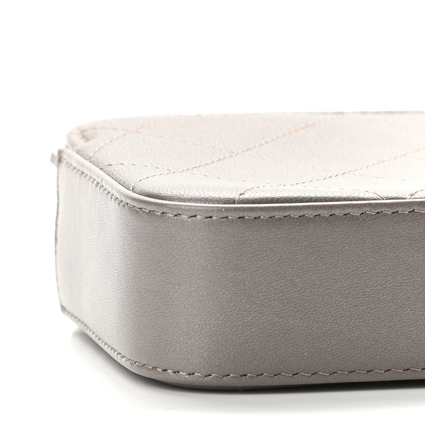 Calfskin Quilted Small Clutch With Chain Grey