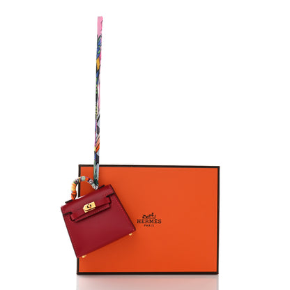 Hermes Tadelakt Mini Kelly Twilly Bag Charm Rouge Vif 6 of 6