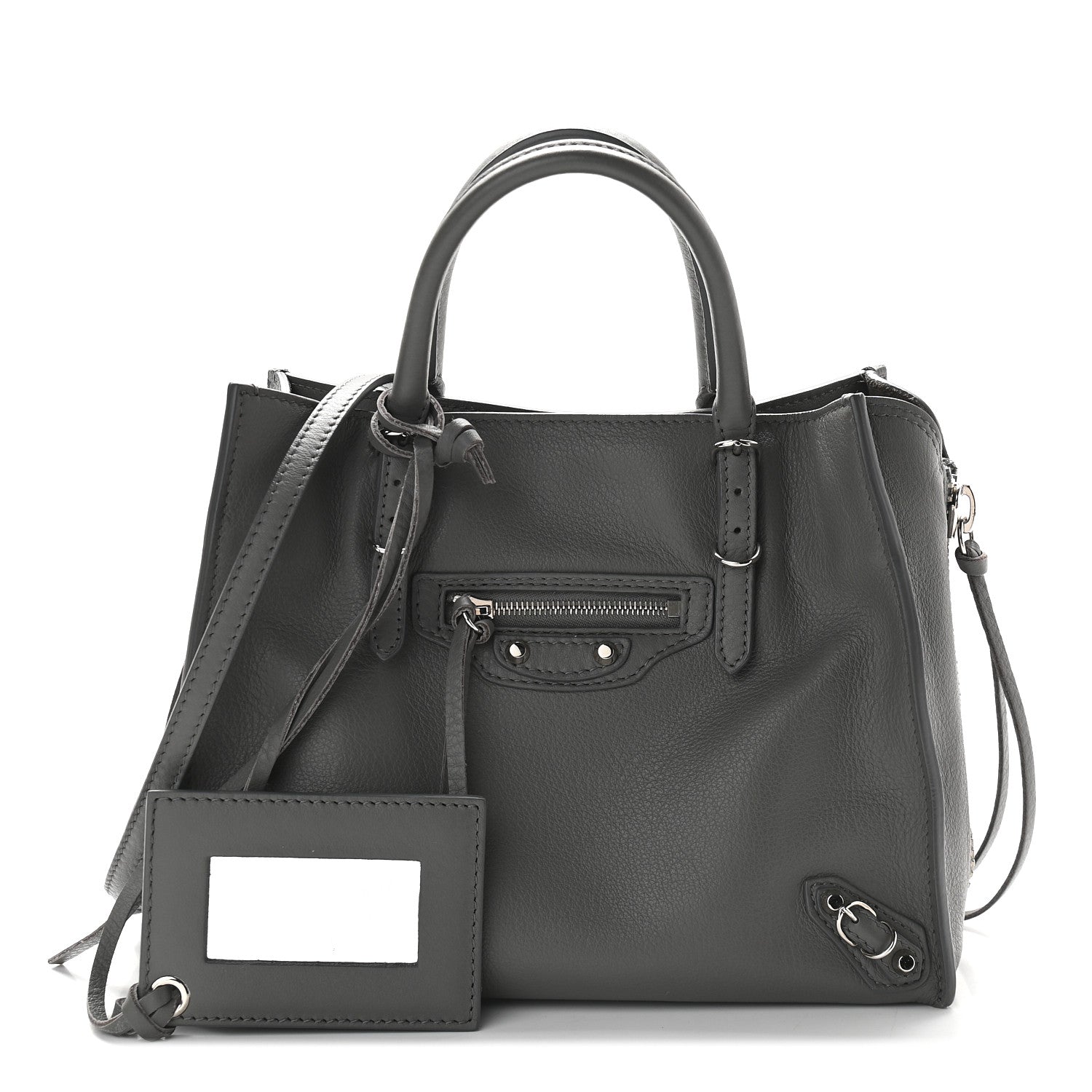 Balenciaga Calfskin Papier Mini A4 Zip Around Tote Gris Metal 1 of 9