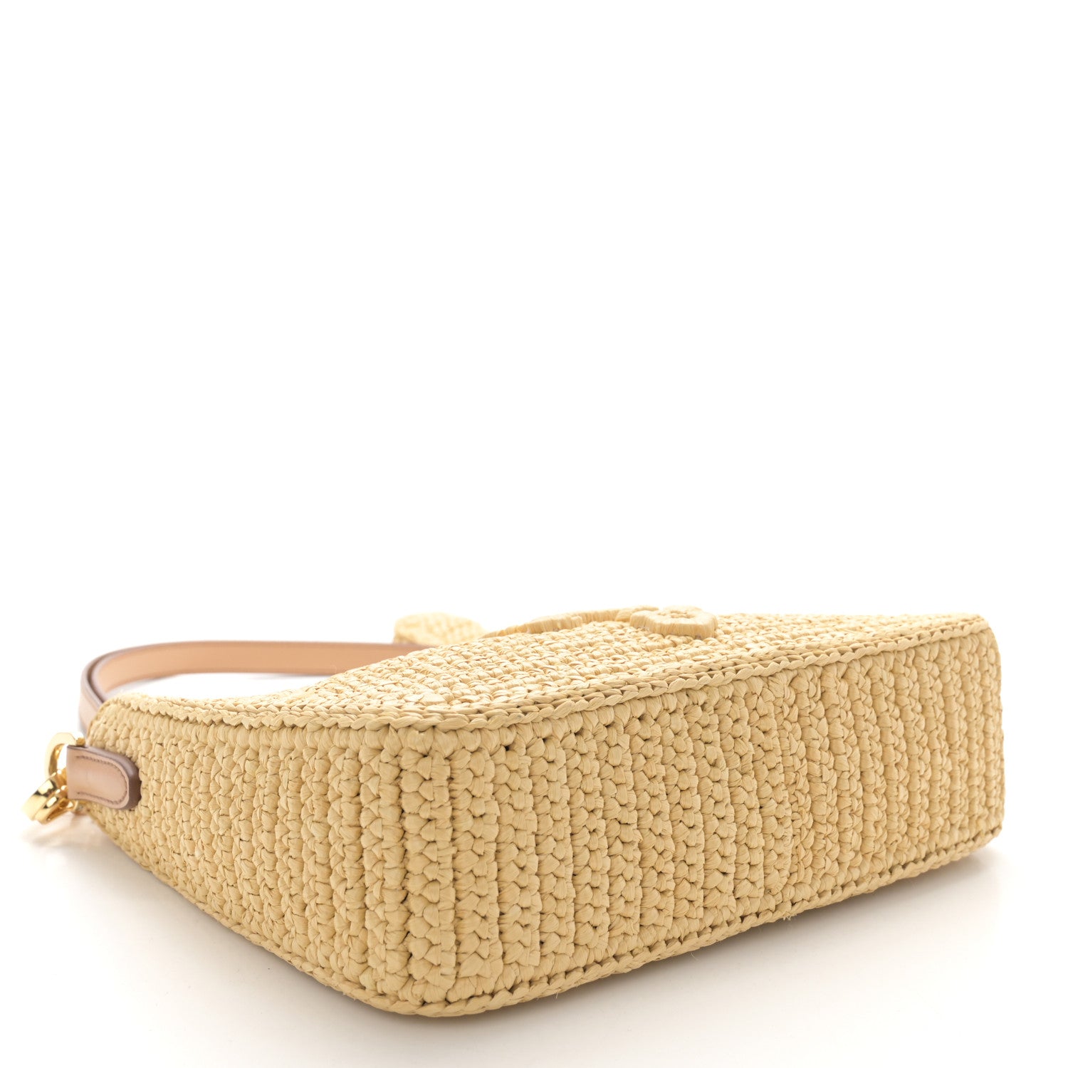 Prada Yarn Raffia Effect Crochet Mini Re-Edition 2000 Shoulder Bag Naturale 3 of 9