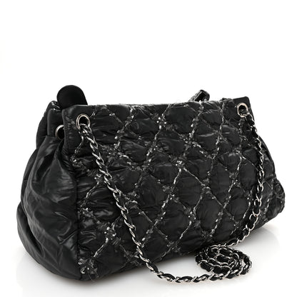Chanel Nylon Quilted Tweed Stitch Bubble Tote Black 3 of 13