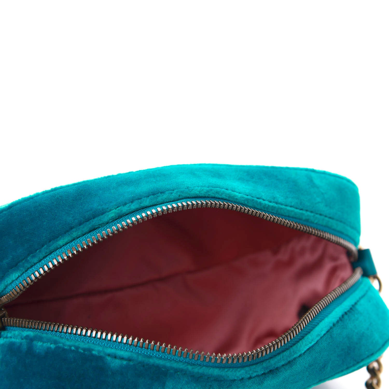 Gucci Velvet Matelasse Small GG Marmont Chain Shoulder Bag Pavone Cyan 4 of 11