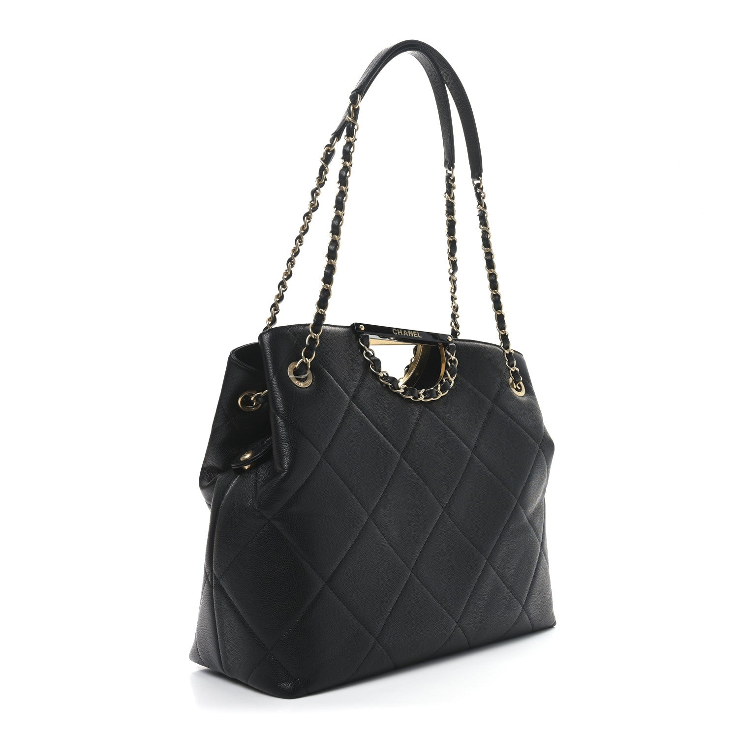 Chanel Caviar Quilted Large A Real Catch Shopping Bag Black 3 of 10