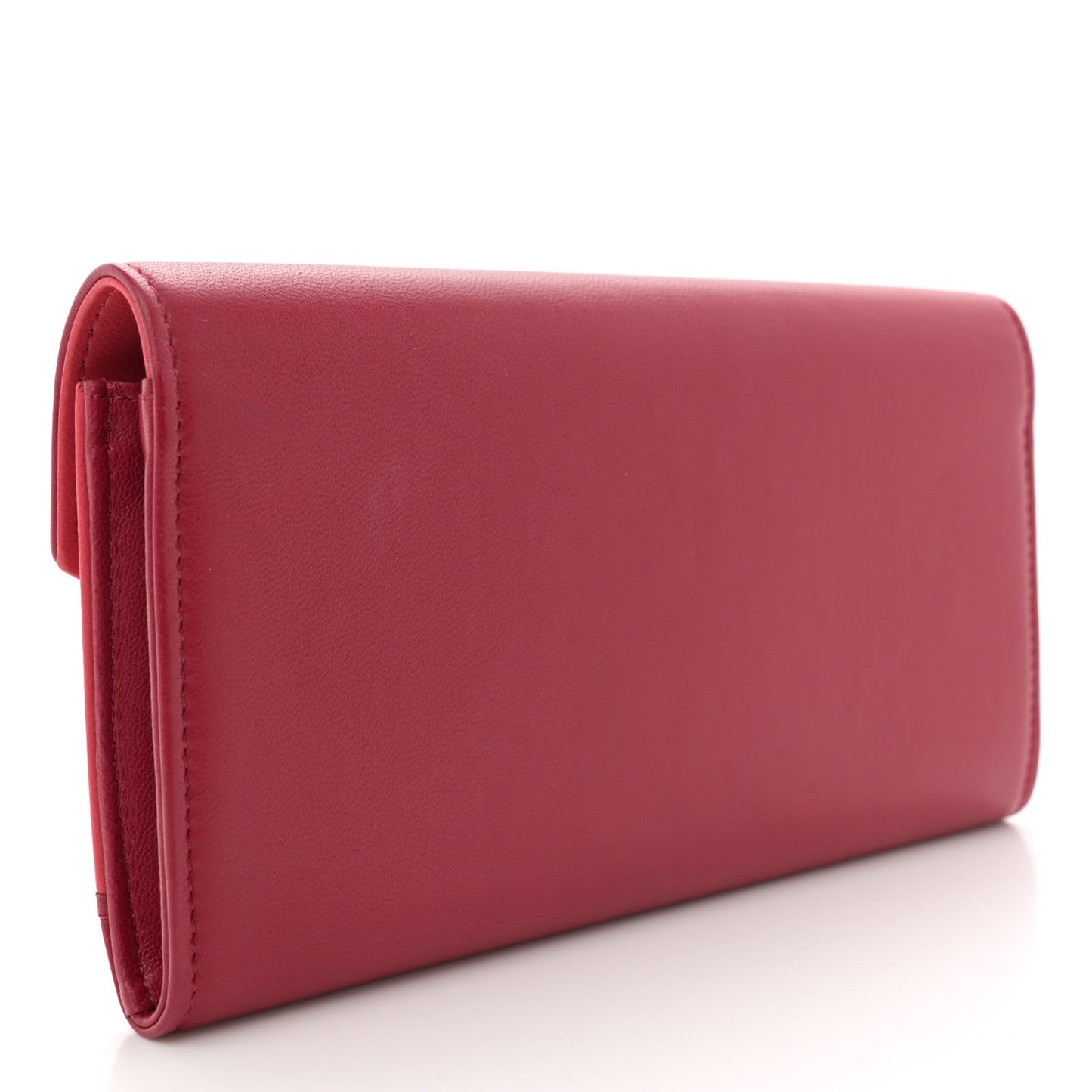 Lambskin Chevron Large Gusset Flap Wallet Dark Pink Multicolor