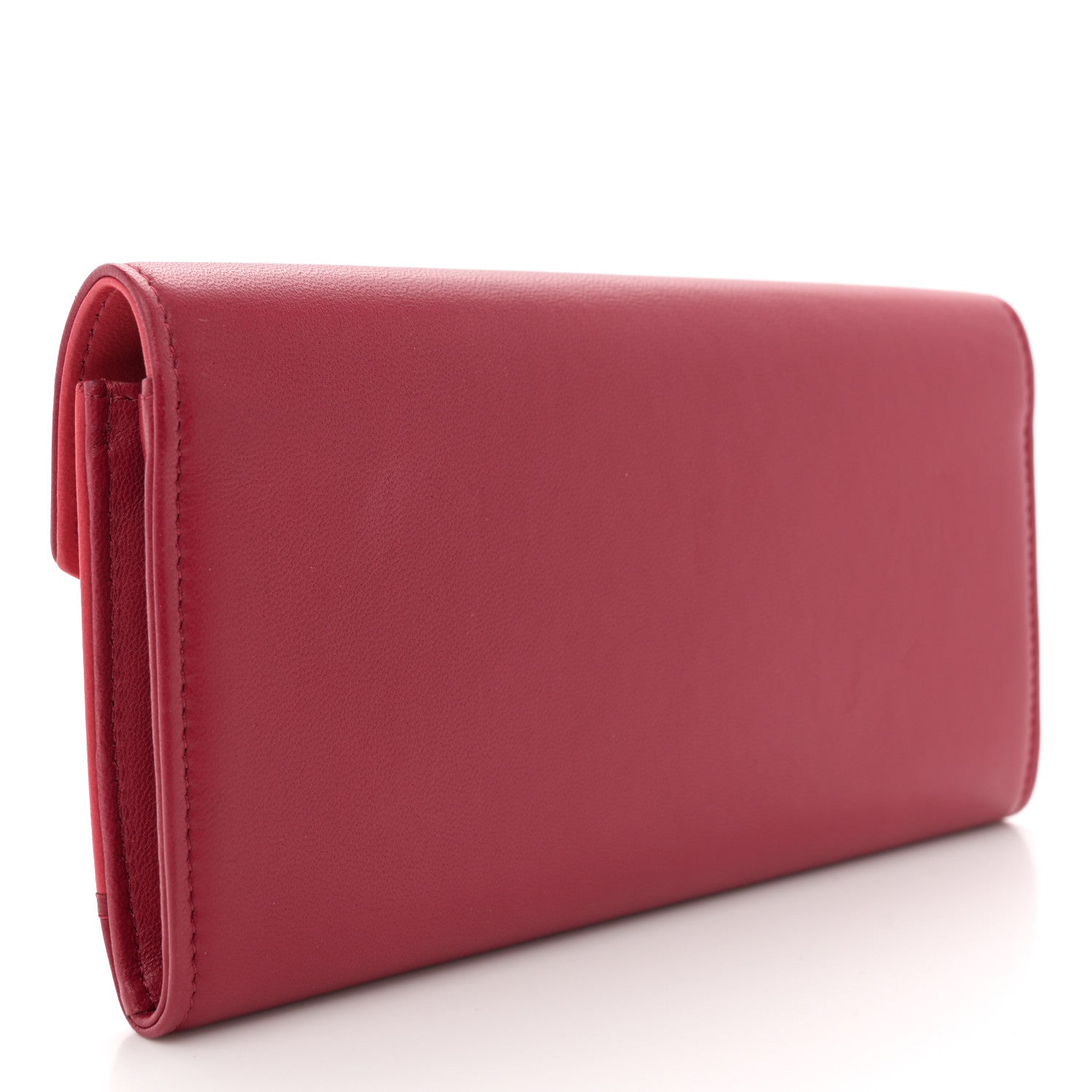 Chanel Lambskin Chevron Large Gusset Flap Wallet Dark Pink Multicolor 3 of 11