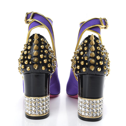 Gucci Satin Embroidered Dragon Caspar Pumps 37 Purple Oro Vecchio Black 6 of 12
