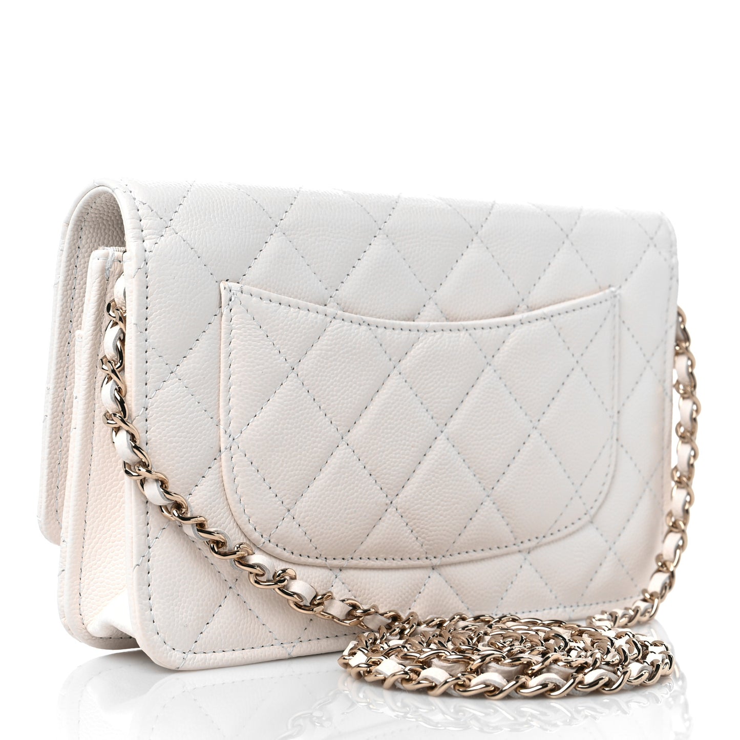 Caviar Quilted Wallet On Chain WOC White