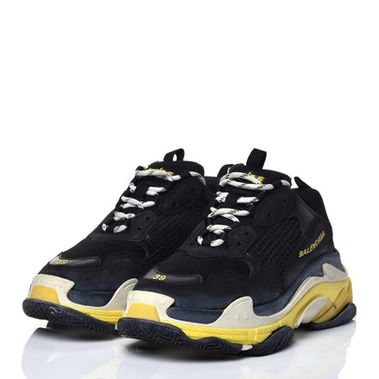 Balenciaga Fabric Mesh Womens Triple S Sneakers 39 Black Yellow 3 of 9