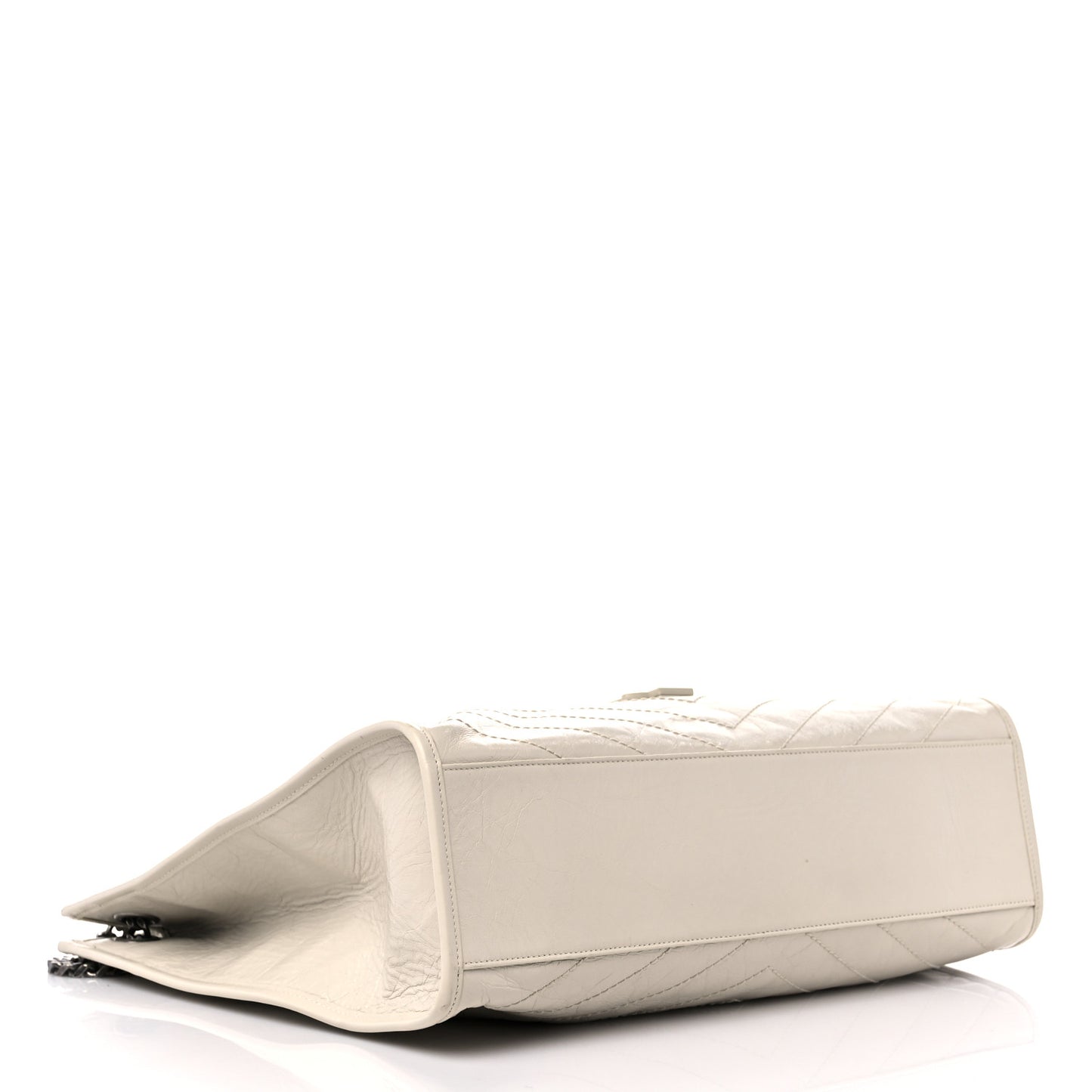 Crinkled Calfskin Matelasse Monogram Large Niki Shopper Tote Cream Soft