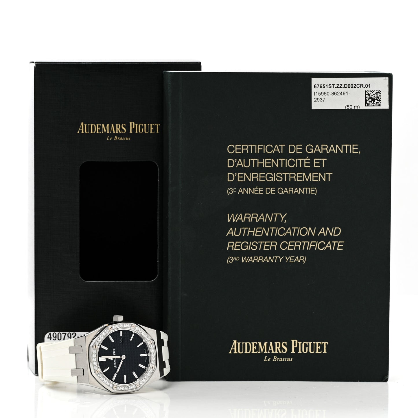 Stainless Steel Rubber Diamond Bezel 33mm Royal Oak Quartz Watch Black 67651ST.ZZ.D002CR.01