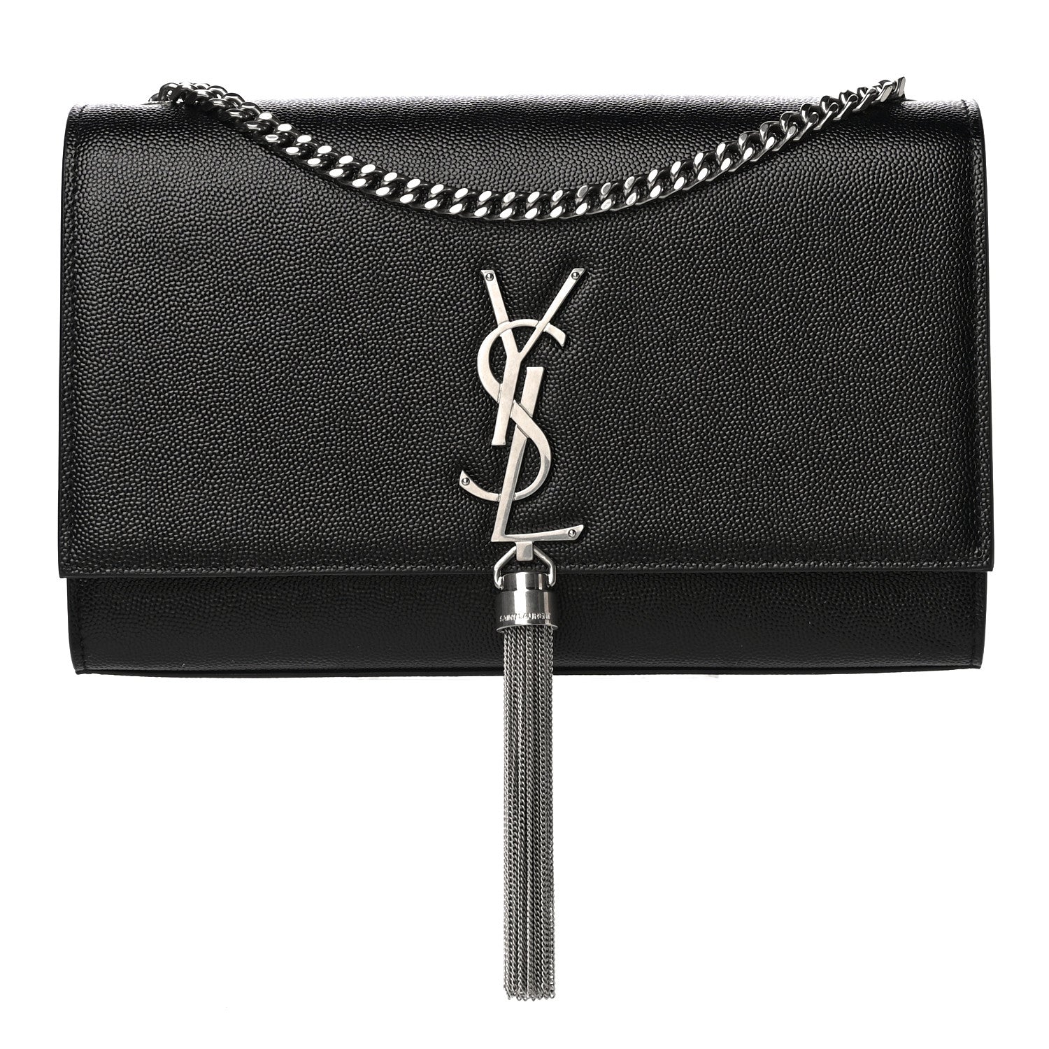Saint Laurent Grain De Poudre Medium Classic Monogram Kate Tassel Satchel Black 1 of 10