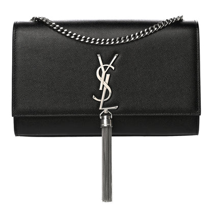 Saint Laurent Grain De Poudre Medium Classic Monogram Kate Tassel Satchel Black 1 of 10