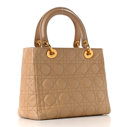 Christian Dior Lambskin Cannage Medium Lady Dior Beige 2 of 24