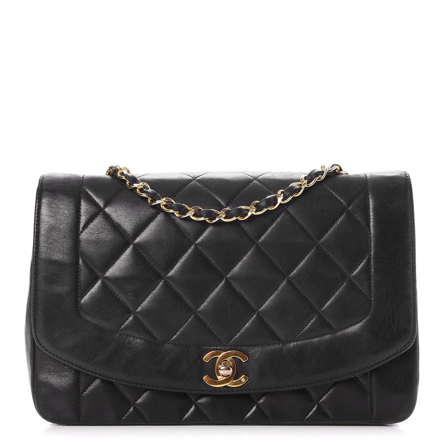 Lambskin Quilted Medium Single Flap Black
