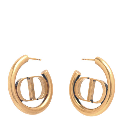 Christian Dior Metal 30 Montaigne Hoop Earrings Aged Gold 1 of 4