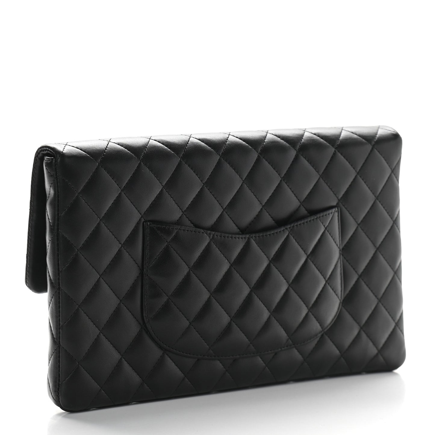 Lambskin Quilted Flap Clutch Black