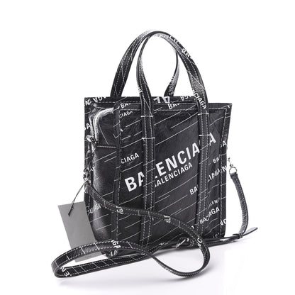 Balenciaga Agneau Arena Logo Multicolor Print XS Bazar Shopper Tote Black White 2 of 8