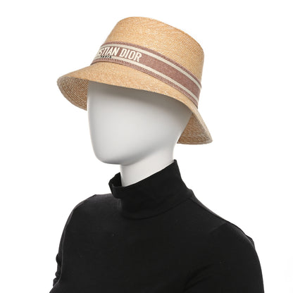Christian Dior Straw Bucket Hat 57 Natural Rose Des Vents 2 of 8
