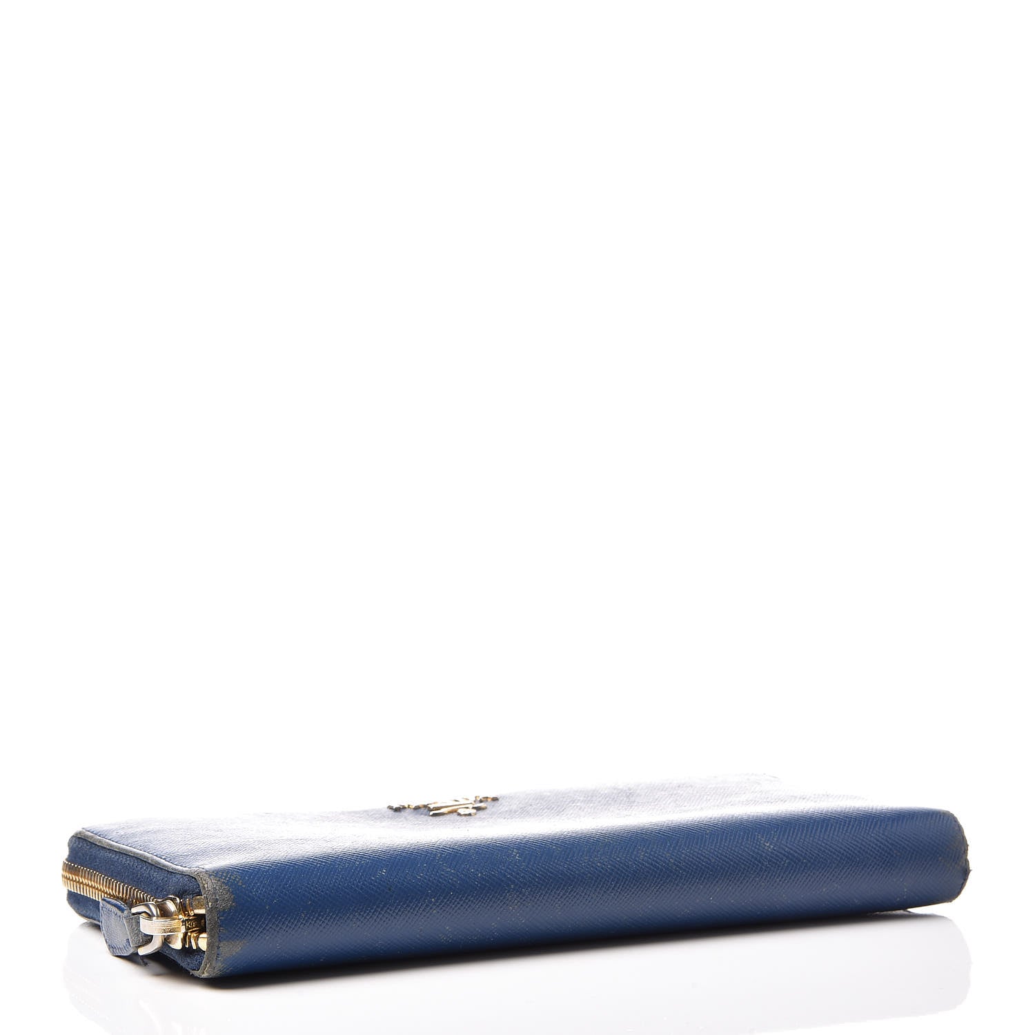 Prada Saffiano Metal Zip Around Wallet Bleuette 4 of 18
