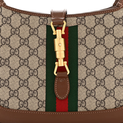 Gucci GG Supreme Monogram Azalea Calfskin Web Small Jackie 1961 Hobo Beige Ebony Brown Sugar 8 of 12