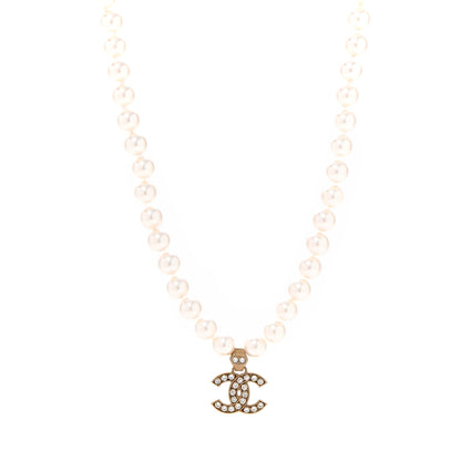 Chanel Pearl Crystal CC Short Necklace Gold 1 of 6
