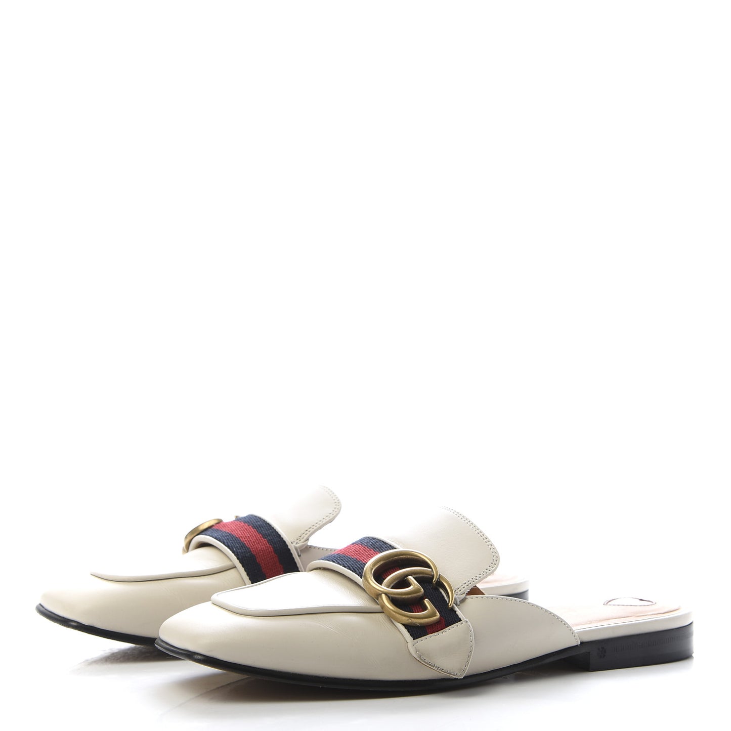 Calfskin Web Womens Peyton GG Slippers 35 Mystic White