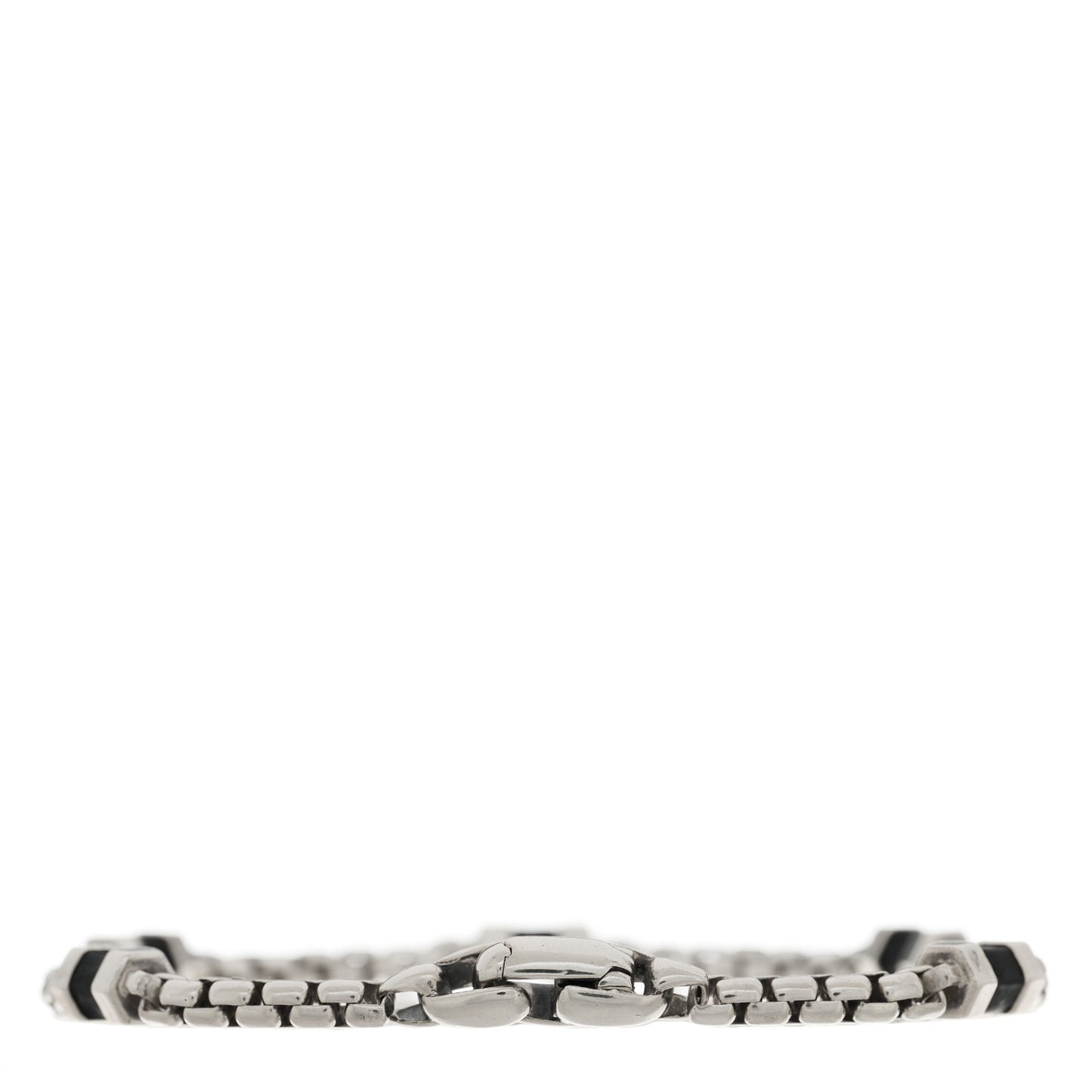 Sterling Silver Black Onyx Hex Chain Station Bracelet