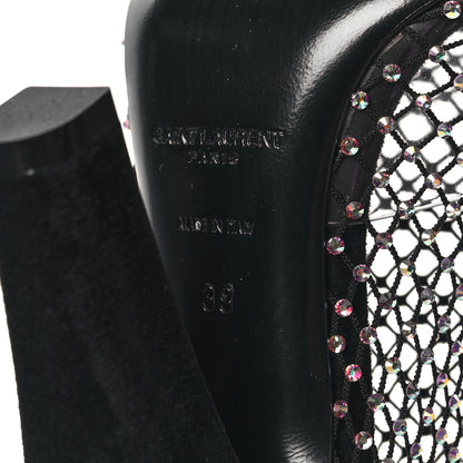 Saint Laurent Mesh Crystal Koller 100 Knee High Boots 39 Black 6 of 7