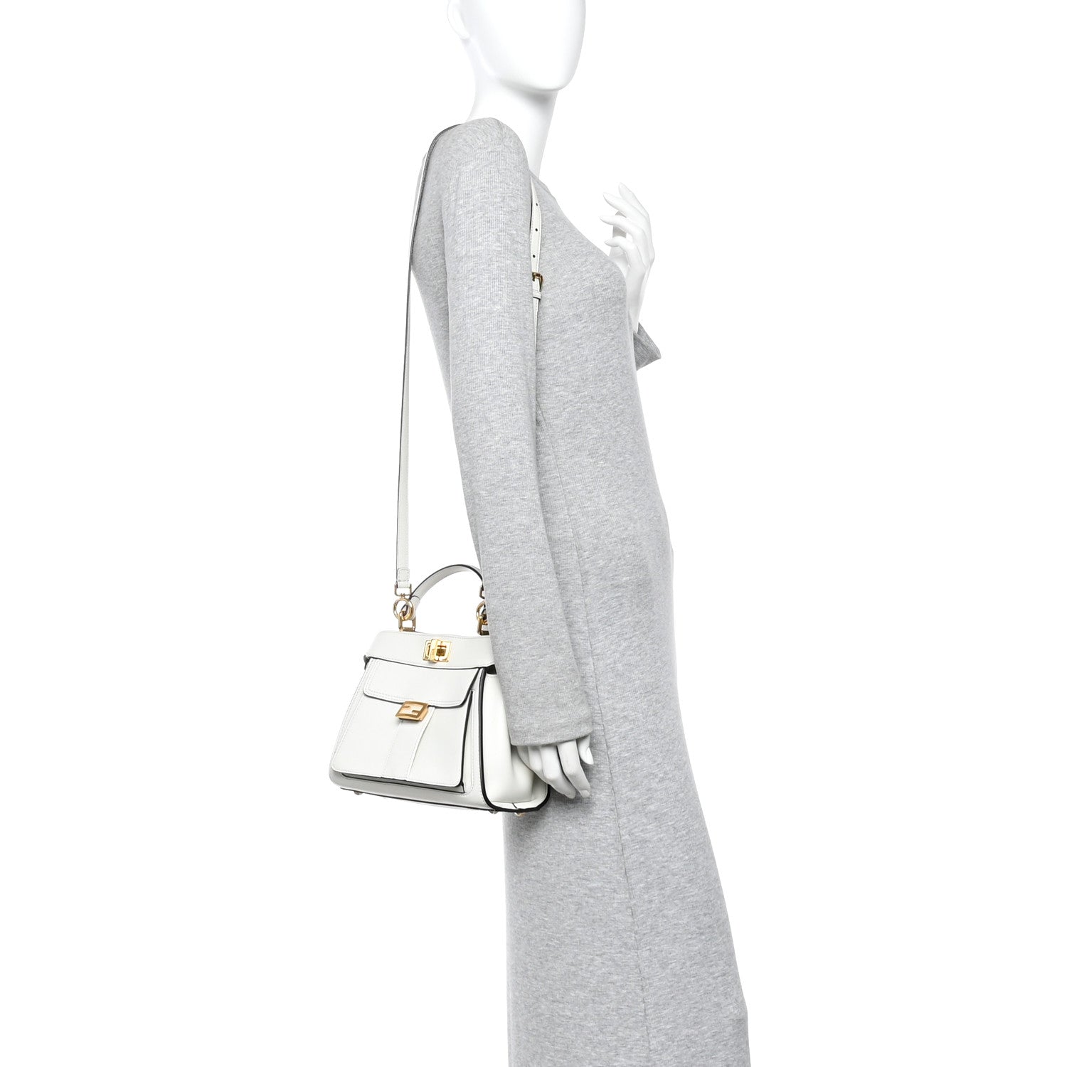 Fendi Nappa Pocket Mini Peekaboo Iconic Satchel White 2 of 10