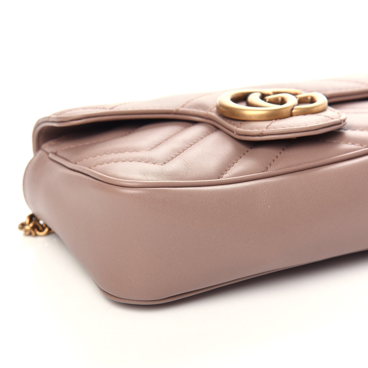 Gucci Calfskin Matelasse Super Mini GG Marmont Shoulder Bag Porcelain Rose 8 of 10