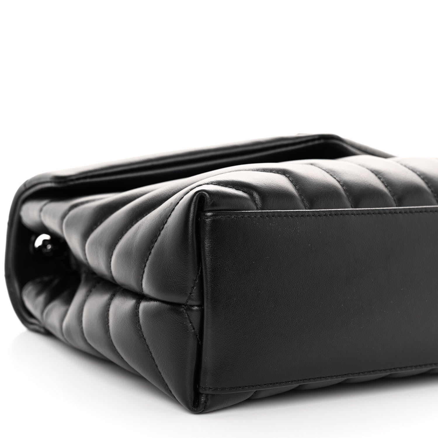 Saint Laurent SAINT LAURENT Calfskin Y Quilted Monogram Monochrome Small Loulou Chain Satchel Black 8 of 9