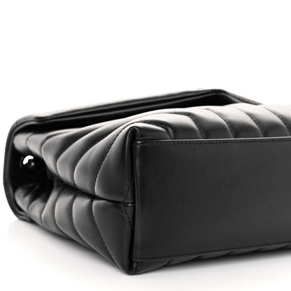 Saint Laurent SAINT LAURENT Calfskin Y Quilted Monogram Monochrome Small Loulou Chain Satchel Black 8 of 9