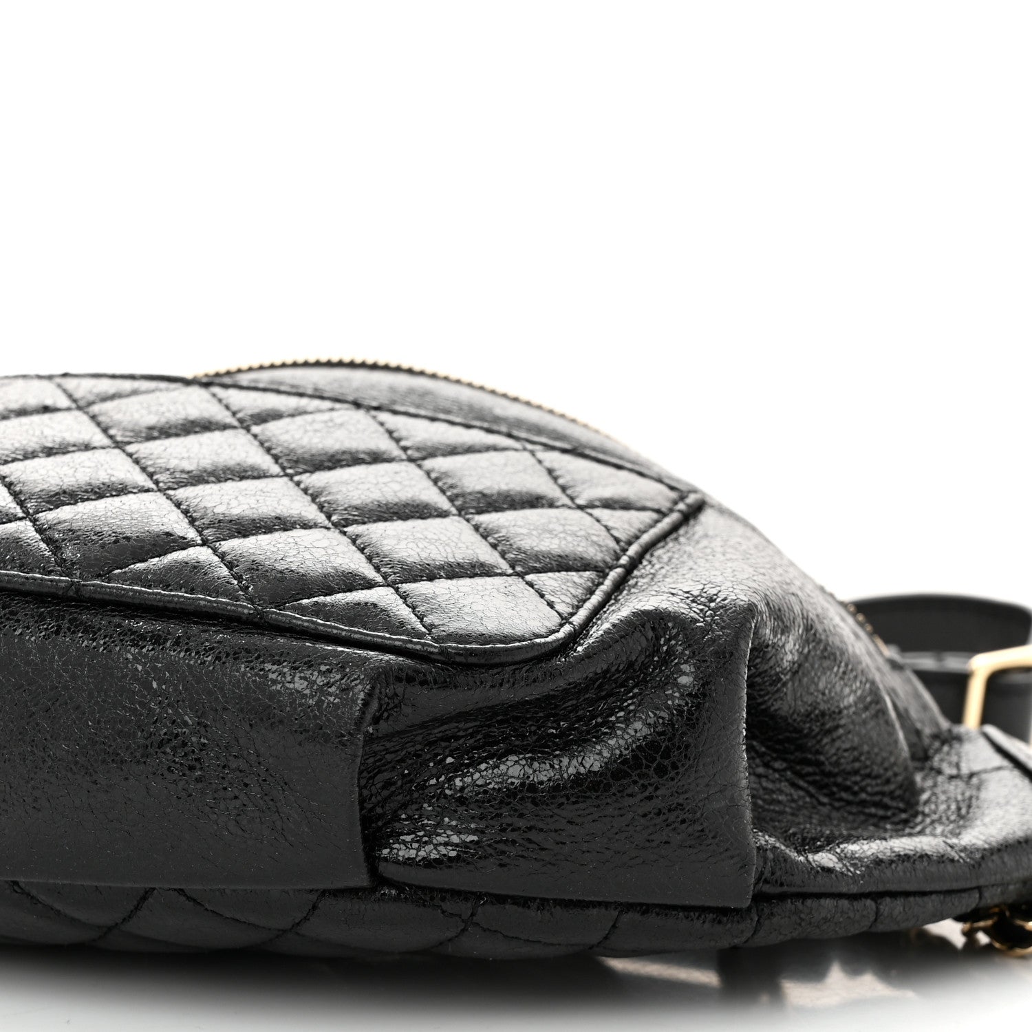 Chanel Crumpled Glazed Lambskin Quilted Waist Bag Fanny Pack Black 10 of 11