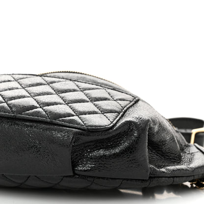 Chanel Crumpled Glazed Lambskin Quilted Waist Bag Fanny Pack Black 10 of 11